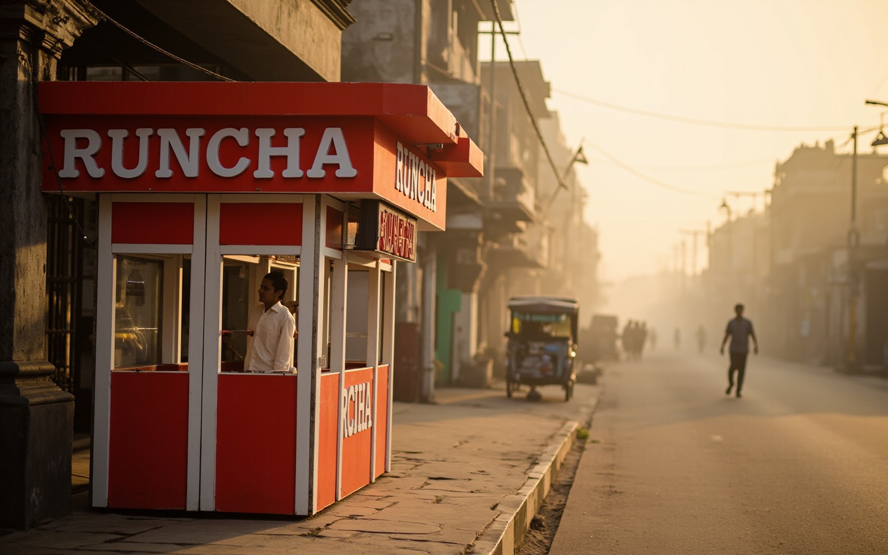 RUNCHA kiosk on an old Dhaka morning street