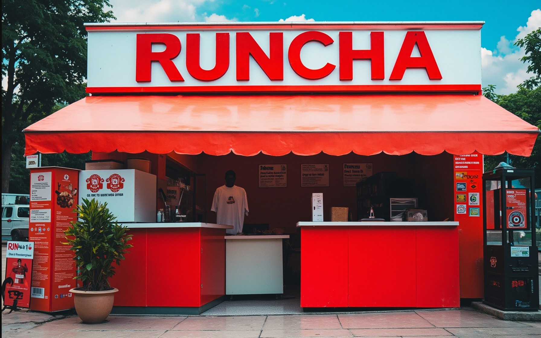 RUNCHA street stall front view in daylight